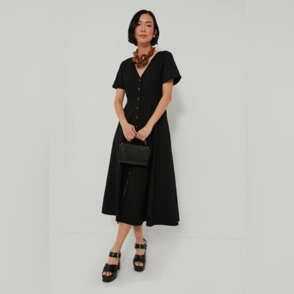Tuckernuck | NEW Black Kate Short Sleeve Fit and Flare Maxi Dress Size XS