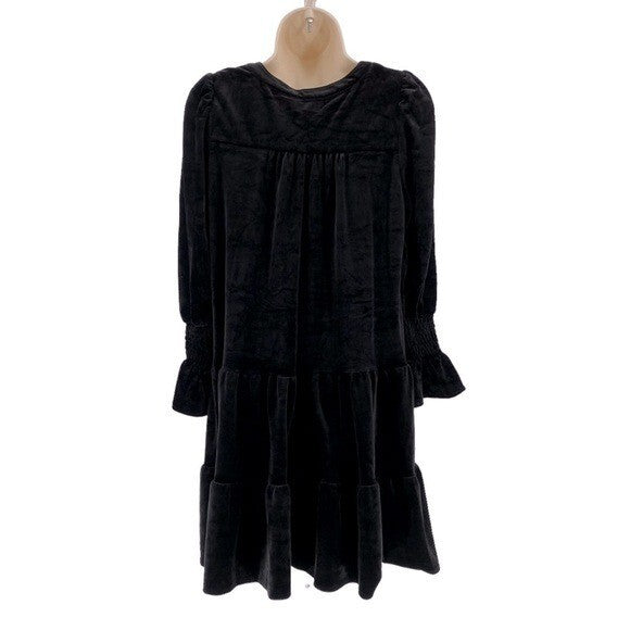 Pomander Place | NEW Black Velvet Kenzo Long Sleeve Mini Dress Size S