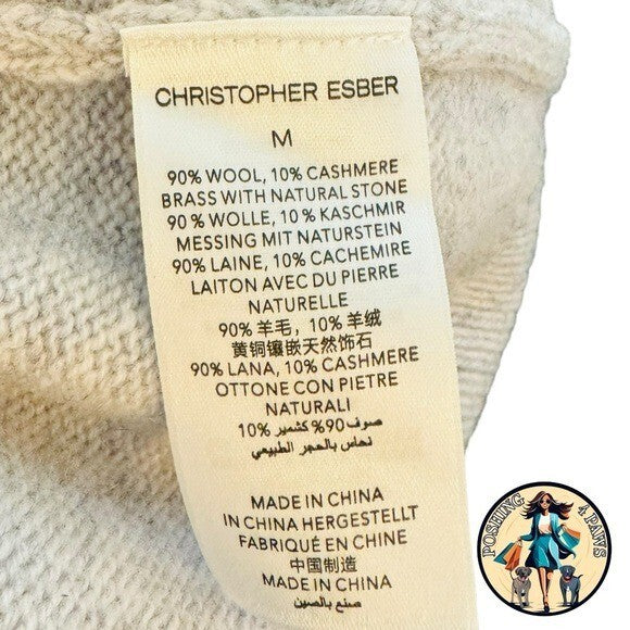 Christopher Esber Wool Cashmere Cut Out Multipanel Tunic Sweater in Grey Size M