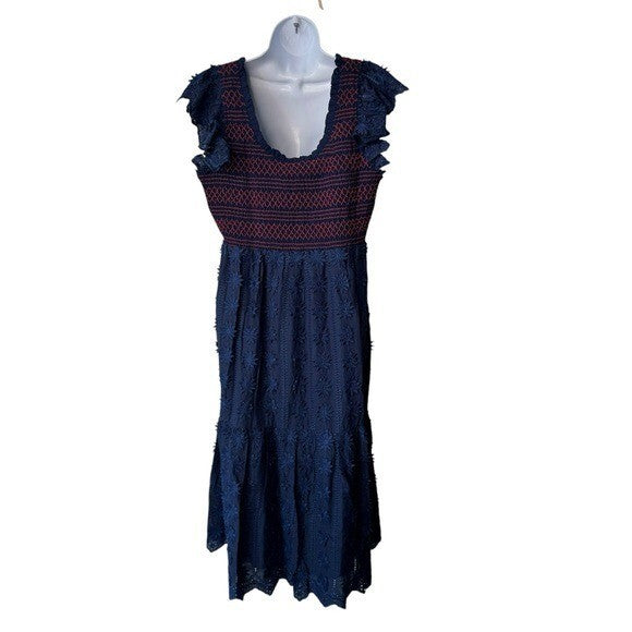 Tuckernuck NEW Navy Lace Mallie Embroidered Scoop Neck Maxi Dress Size XXL