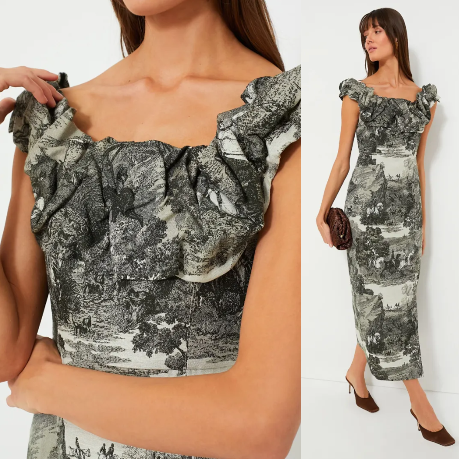 Tuckernuck NEW Middleburg Toile Suze Equestrian Formal Midi Dress Size XS