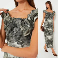 Tuckernuck NEW Middleburg Toile Suze Equestrian Formal Midi Dress Size XS