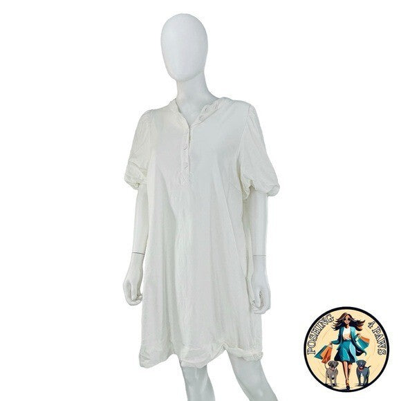 Pomander Place White Carly Henley Casual T Shirt Mini Dress Size XL
