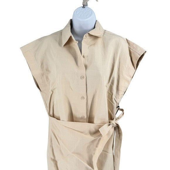 Apiece Apart NEW Catania Wrap Collared Short Sleeve Maxi Dress Ecru Ivory Size S