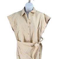 Apiece Apart NEW Catania Wrap Collared Short Sleeve Maxi Dress Ecru Ivory Size S