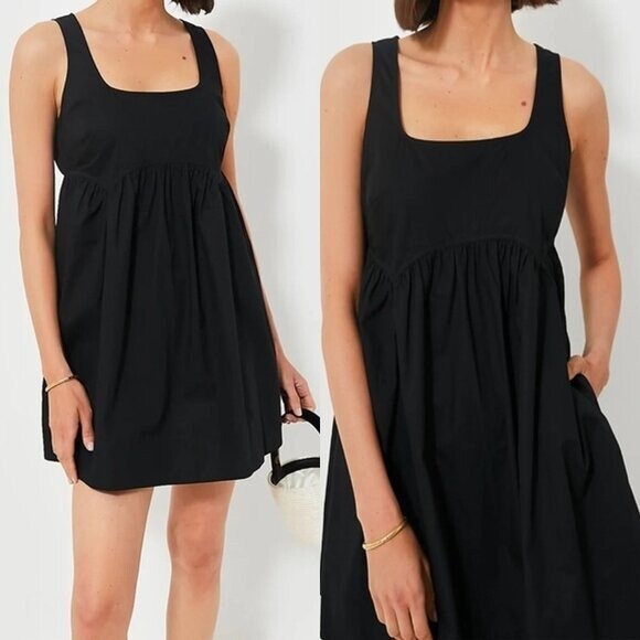 Pomander Place | NEW Black Porto Square Neckline Sleeveless Mini Dress Size S