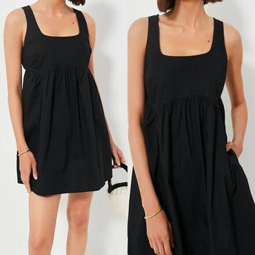 Pomander Place | NEW Black Porto Square Neckline Sleeveless Mini Dress Size S