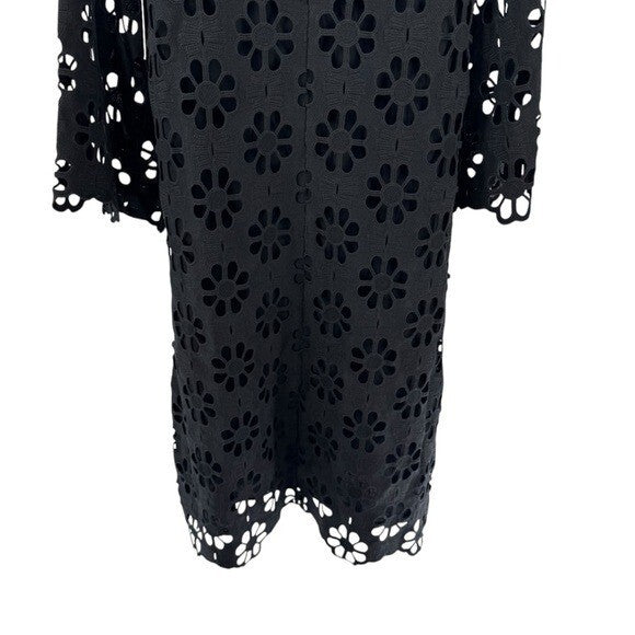 Tuckernuck NEW Noir Eyelet Hutton Long Sleeve Cotton Formal Midi Dress Size XS