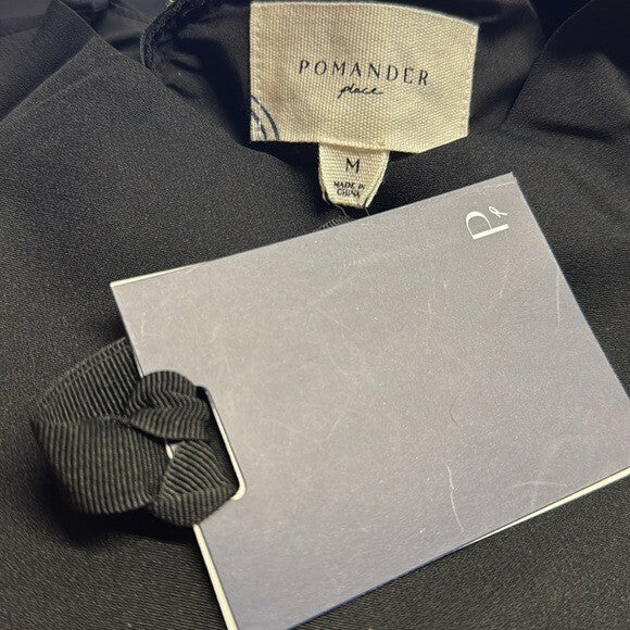 Pomander Place NEW Black Lillith Gold Lace Formal Maxi Dress Size M