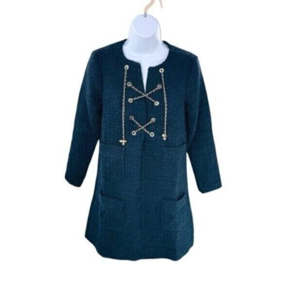 Tuckernuck | NEW Navy Tie Tweed Kelly Notched Neckline Mini Dress Size XL