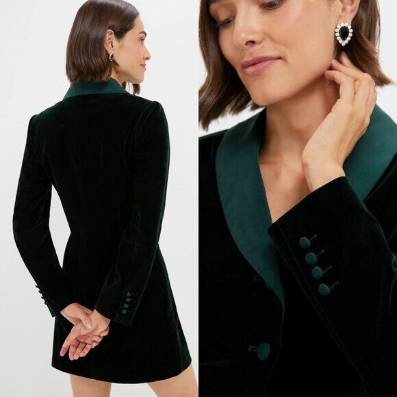 Pomander Place NEW Green Velvet Stacie Blazer Formal Retro Mini Dress Size 8