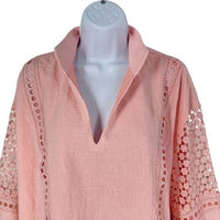 Tuckernuck | NEW Pink Salt Eyelet Jane Long Blouson Sleeve Blouse Size M