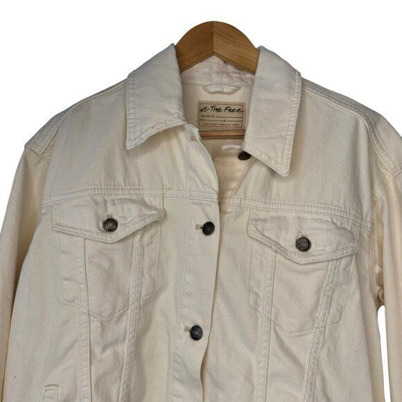 Free People | NEW Jolene Trucker Denim Jacket In Ecru Size S