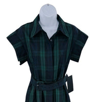 Tuckernuck NEW Blackwatch Chloe Plaid Navy Green Classic Midi Dress Size S