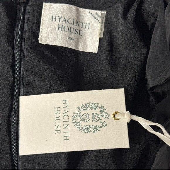 Hyacinth House | NEW Black Tinsley V-Neck Puff Sleeve Mini Dress Size XXS
