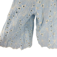 Tuckernuck NEW Airy Blue Eyelet Daniella Lace Flared sleeve Blouse Top Size XXL