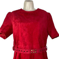 Karina Grimaldi Angelina Suede Leather Mini Dress in Ruby Size M