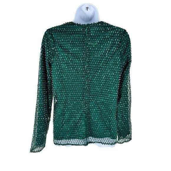 Tuckernuck NEW Hyacinth House Green Sequin Mesh Gemma Blouse Top Size XS