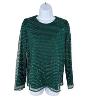 Tuckernuck NEW Hyacinth House Green Sequin Mesh Gemma Blouse Top Size XS