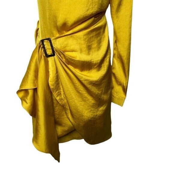 Lovers + Friends NEW Ana One Shoulder Satin Party Mini Dress in Yellow Size XXS