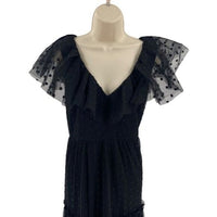 Tuckernuck NEW Black Onyx Tulle Giselle Formal V Neck Party Maxi Gown Size M