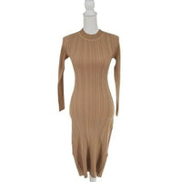 Petal & Pup NEW Milleri Long Sleeve Open Back Ribbed Dress in Camel Tan Size 4