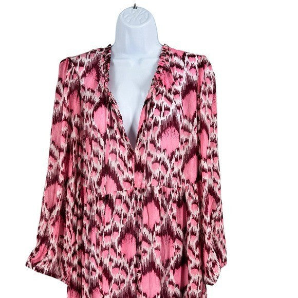 Tuckernuck NEW Pink Poppy Ikat Long Sleeve Salty Paloma Caftan Size XXXL