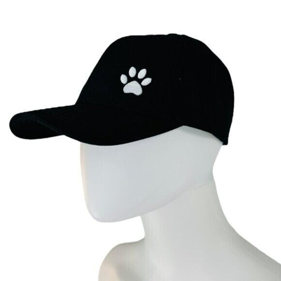 Poshing 4 Paws NEW Unisex Adjustable Paw Embroidered Baseball Cap in Black