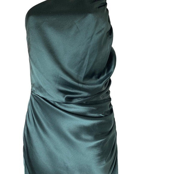 The Sei X REVOVLE NEW Green One Shoulder Silk Formal Cocktail Midi Dress Size 0