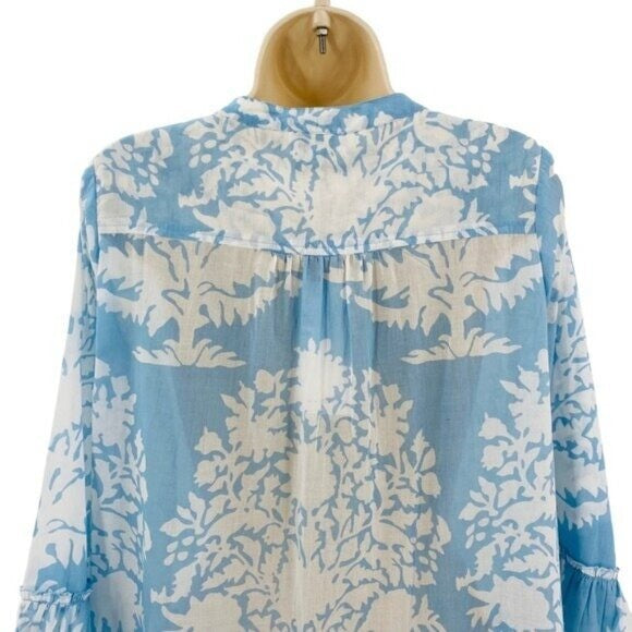 Juliet Dunn NEW Pastel Blue Palladio Flared Sleeve Mini Dress Blue White Size S