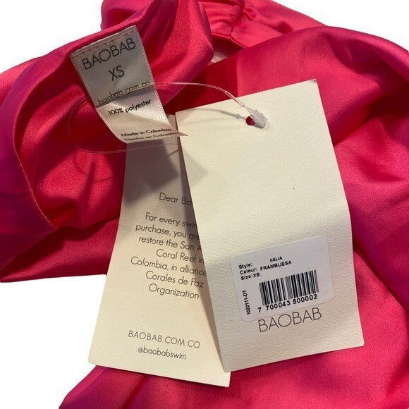 Baobab NEW Celia Satin One Shoulder Barbiecore Mini Dress in Frambuesa Size XS