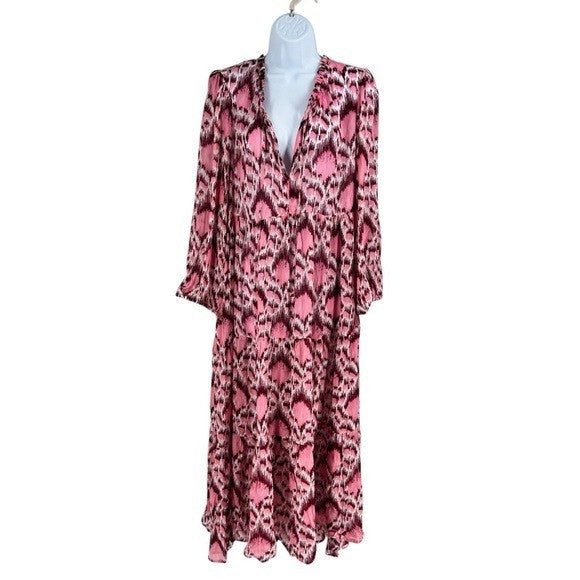 Tuckernuck NEW Pink Poppy Ikat Long Sleeve Salty Paloma Caftan Size XXXL