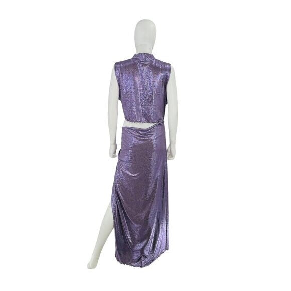Camila Coelho NEW Marge Formal Metallic Cut Out Midi Dress in Lilac Size XL