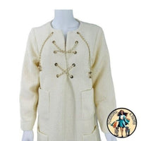 Tuckernuck NEW Blanc Ivory Tie Tweed Kelly Long Sleeve Mini Dress Size XS