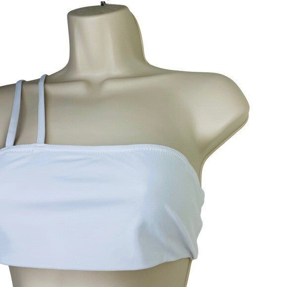 superdown | NEW Monica One Shoulder Bandeau Bikini Top in White Size S