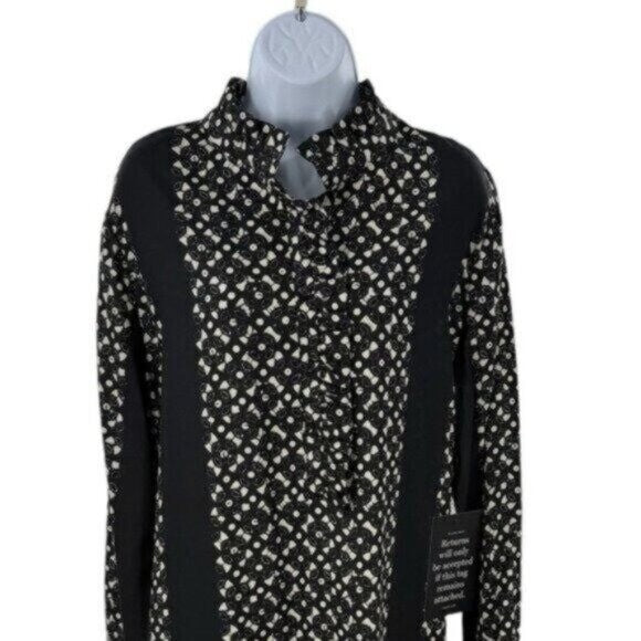 Tuckernuck NEW Black Geo Tate Tencel Long Sleeve Drop Waist Mini Dress Size XXS
