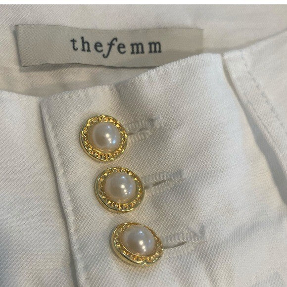 The Femm | Fiona Wide Leg High Rise Pleated Pant in White Size XS