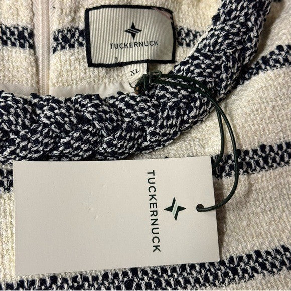 Tuckernuck NEW Navy Stripe Tweed Sleeveless Crew Neck Jackie Mini Dress Size XL
