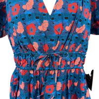 Tuckernuck NEW Retro Floral Mitchell Blue Red Empire Waist Maxi Dress Size XS