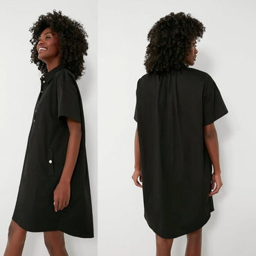 Pomander Place NEW Black Oakley Short Sleeve Relaxed Fit Mini Dress Size XS