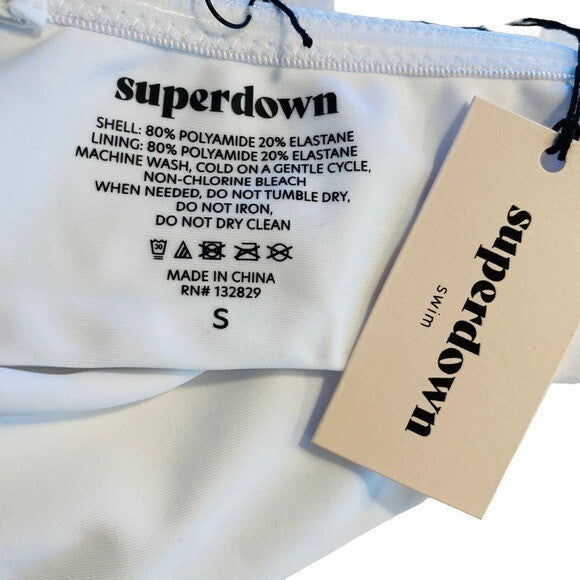 superdown | NEW Monica One Shoulder Bandeau Bikini Top in White Size S