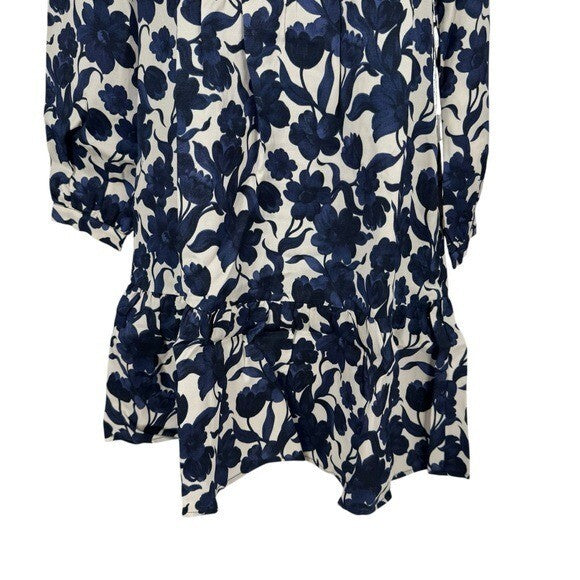 Tuckernuck NEW Blue Poppy Palmerston Drop Waist Long Sleeve Mini Dress Size XXS