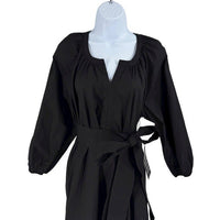 Tuckernuck NEW Black Lyles 3/4 Sleeve Belted Classic Cotton Maxi Dress Size L