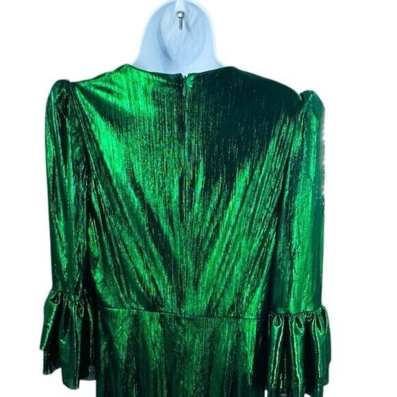 Pomander Place | NEW Emerald Crinkle Lurex Lillith Maxi Dress Size S