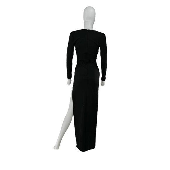Staud NEW Black Ink Long Sleeve Bodycon Jersey Knit Stretch Maxi Dress Size XS