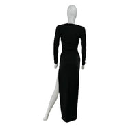 Staud NEW Black Ink Long Sleeve Bodycon Jersey Knit Stretch Maxi Dress Size XS