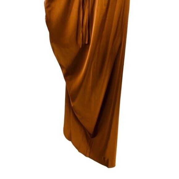 Mable x Petal & Pup NEW Angelique Open Back Satin Cognac Matching Set Size M