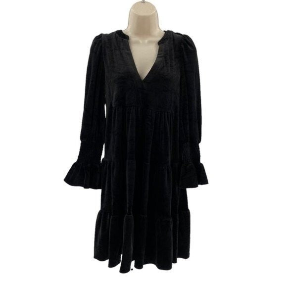 Pomander Place | NEW Black Velvet Kenzo Long Sleeve Mini Dress Size Medium
