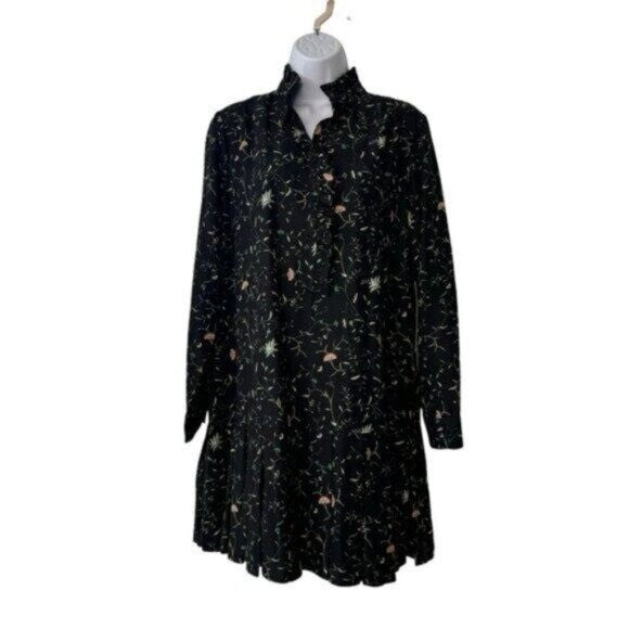 Tuckernuck NEW Campden Vine Tate Black Long Sleeve Pleated Mini Dress Size XXS