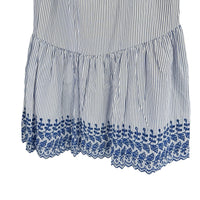 Tuckernuck NEW Blue White Eyelet Stripe Cinza Embroidered Midi Skirt Size L